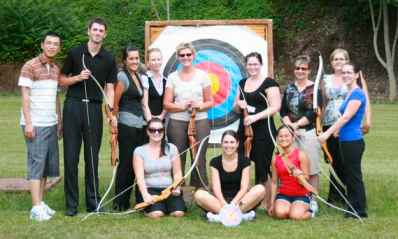 Team building group enjoying their Archery Experience